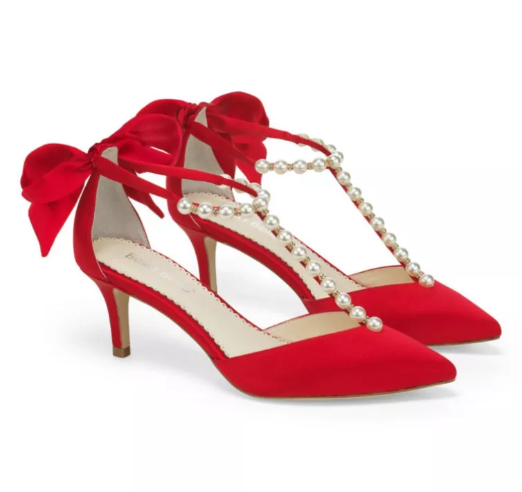 low heel wedding shoes in red