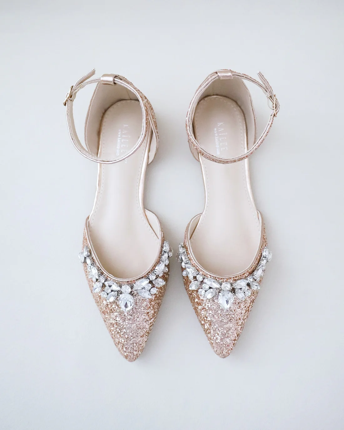 rose gold bridal flats - wedding shoes that aren't white