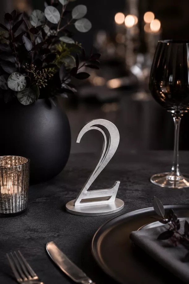 silver wedding table numbers