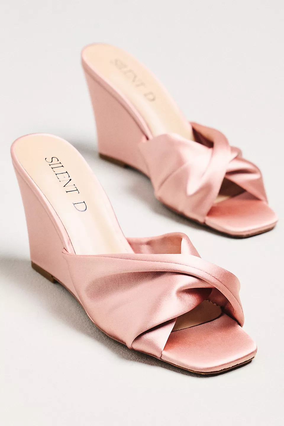 satin wedges for the bride in pink