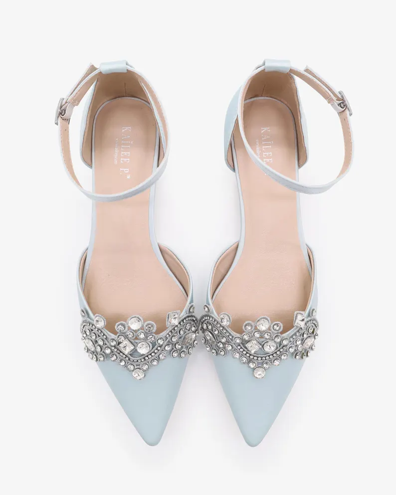 blue floral wedding flats something blue bridal shoes