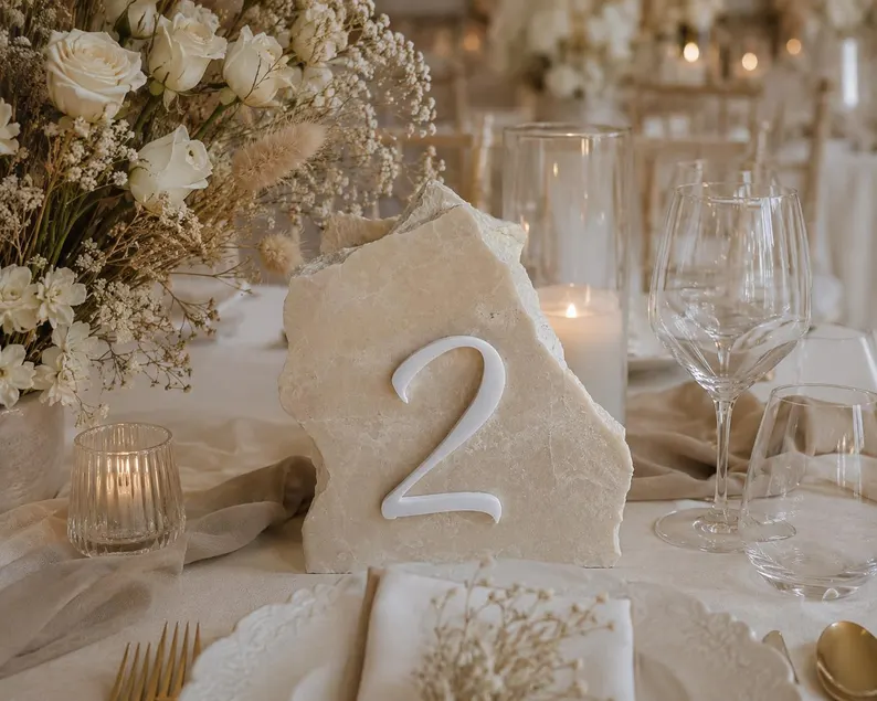 stone wedding table numbers