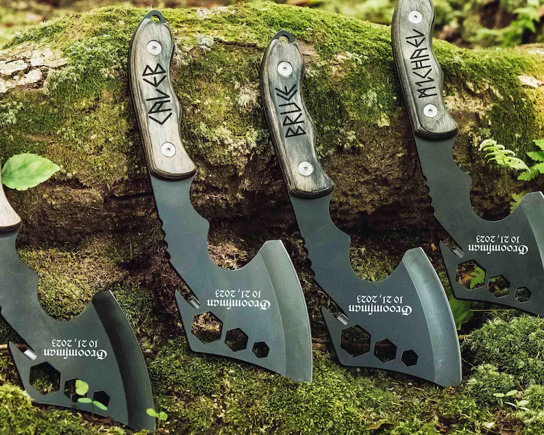 Personalized throwing axe groomsmen gift for outdoor games and adventure lovers