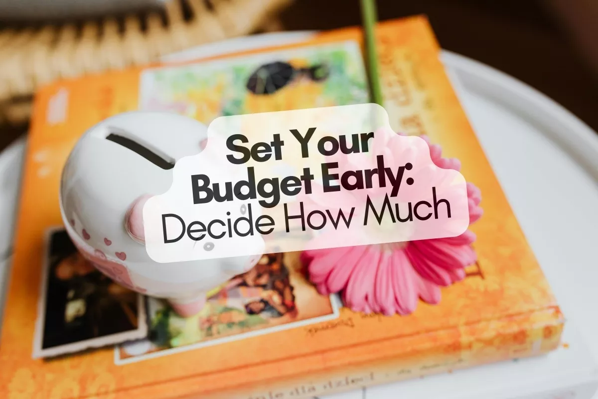 Couple calculating wedding budget together