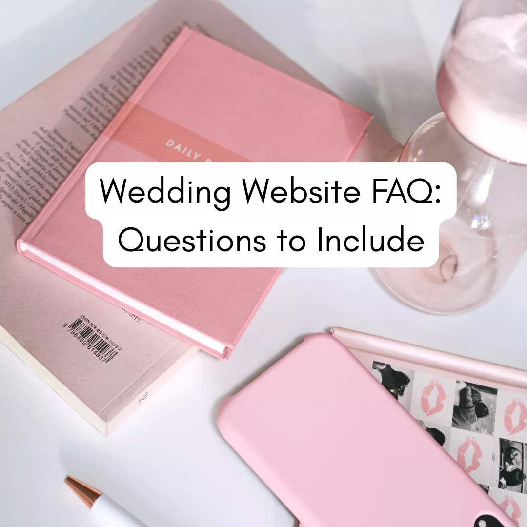 Bride and groom looking at a wedding website on a tablet, discussing guest questions