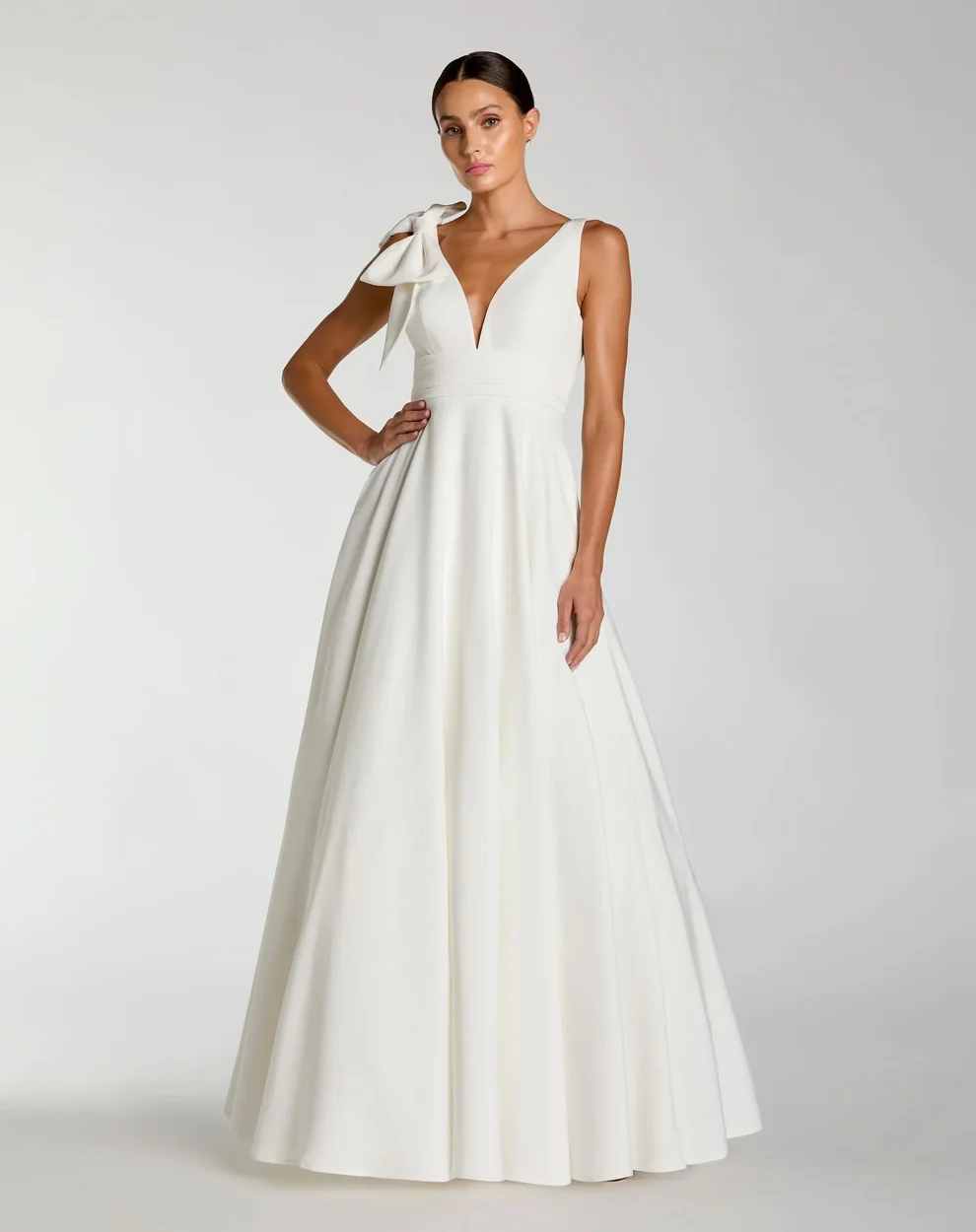 wedding dress with a bow