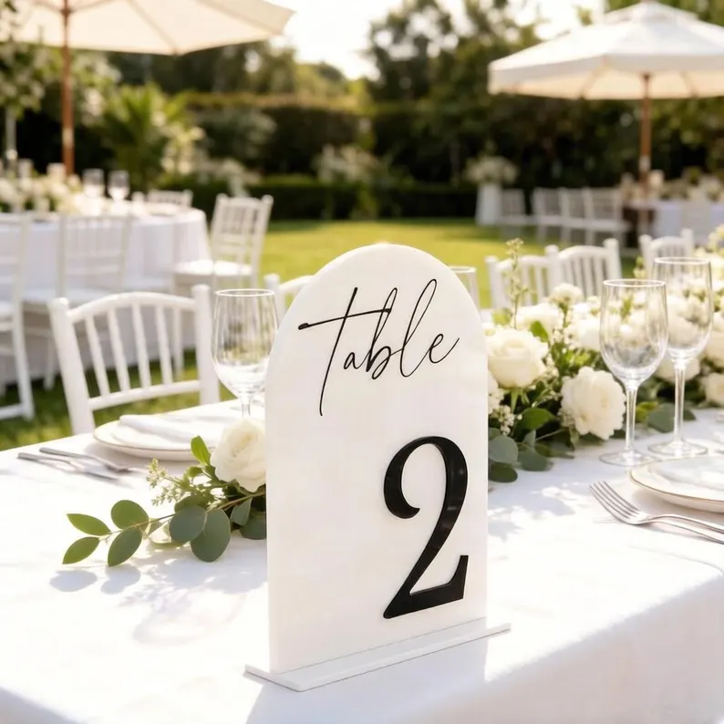 white wedding table numbers