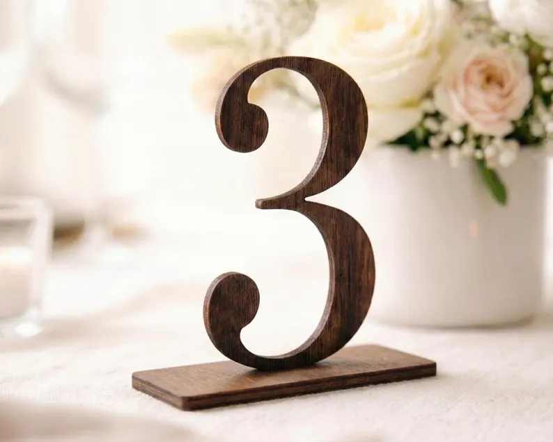 wood wedding table numbers