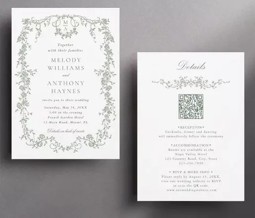 Zazzle’s budget wedding invitations with designer customization options