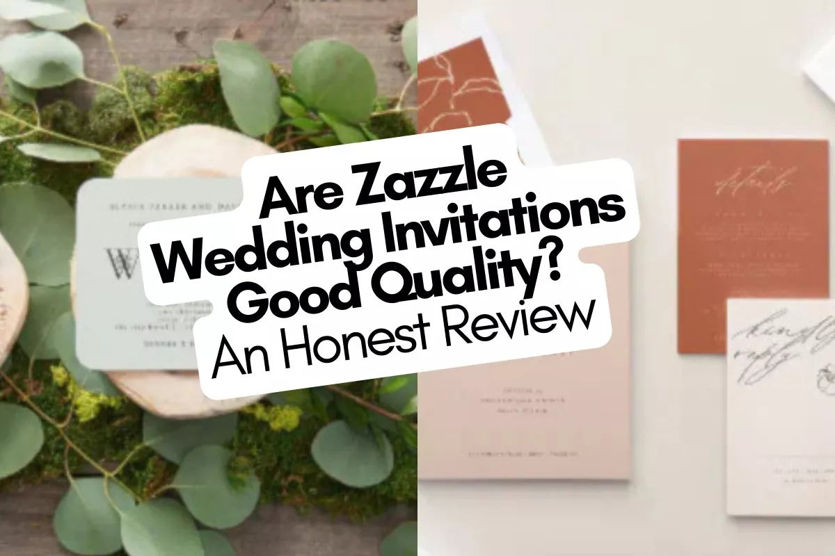 a flat lay of Zazzle wedding invitations, showing elegant designs, textured paper, and envelopes for a modern wedding