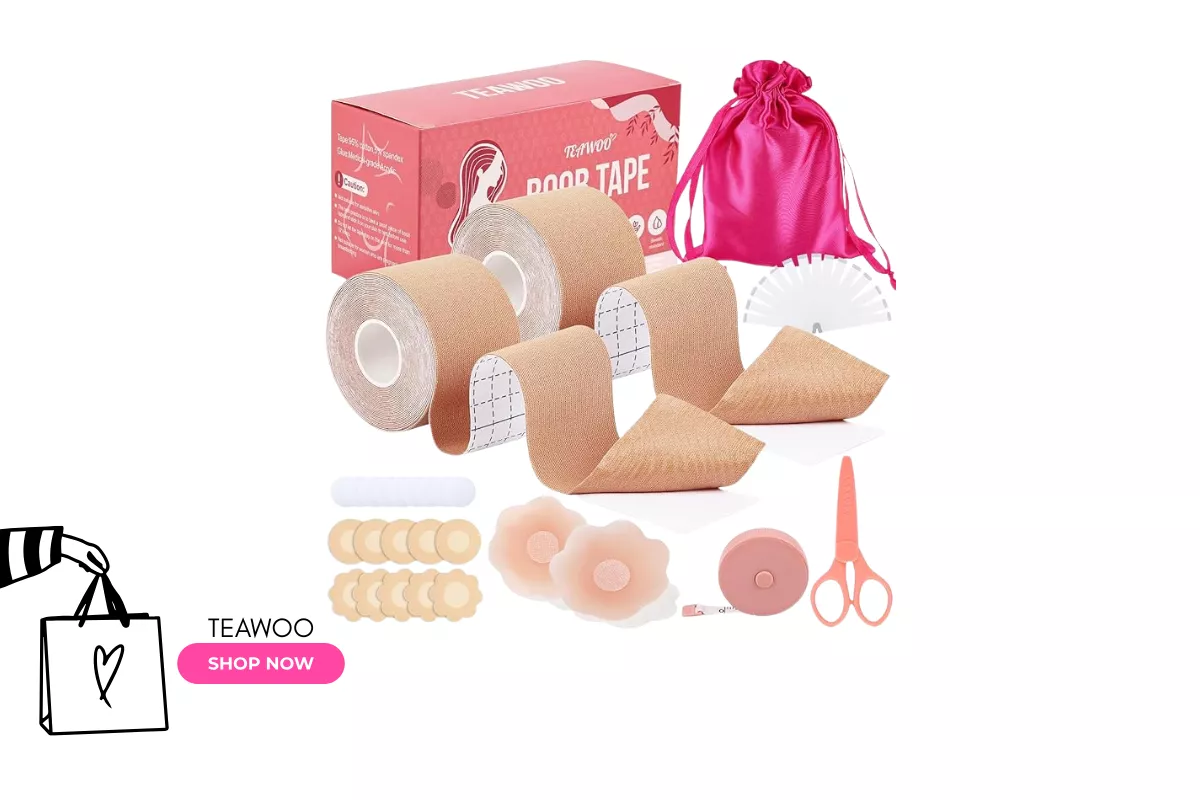 Nude bridal boob tape for backless, plunging, and low-cut wedding dresses, provides lift and support invisibly