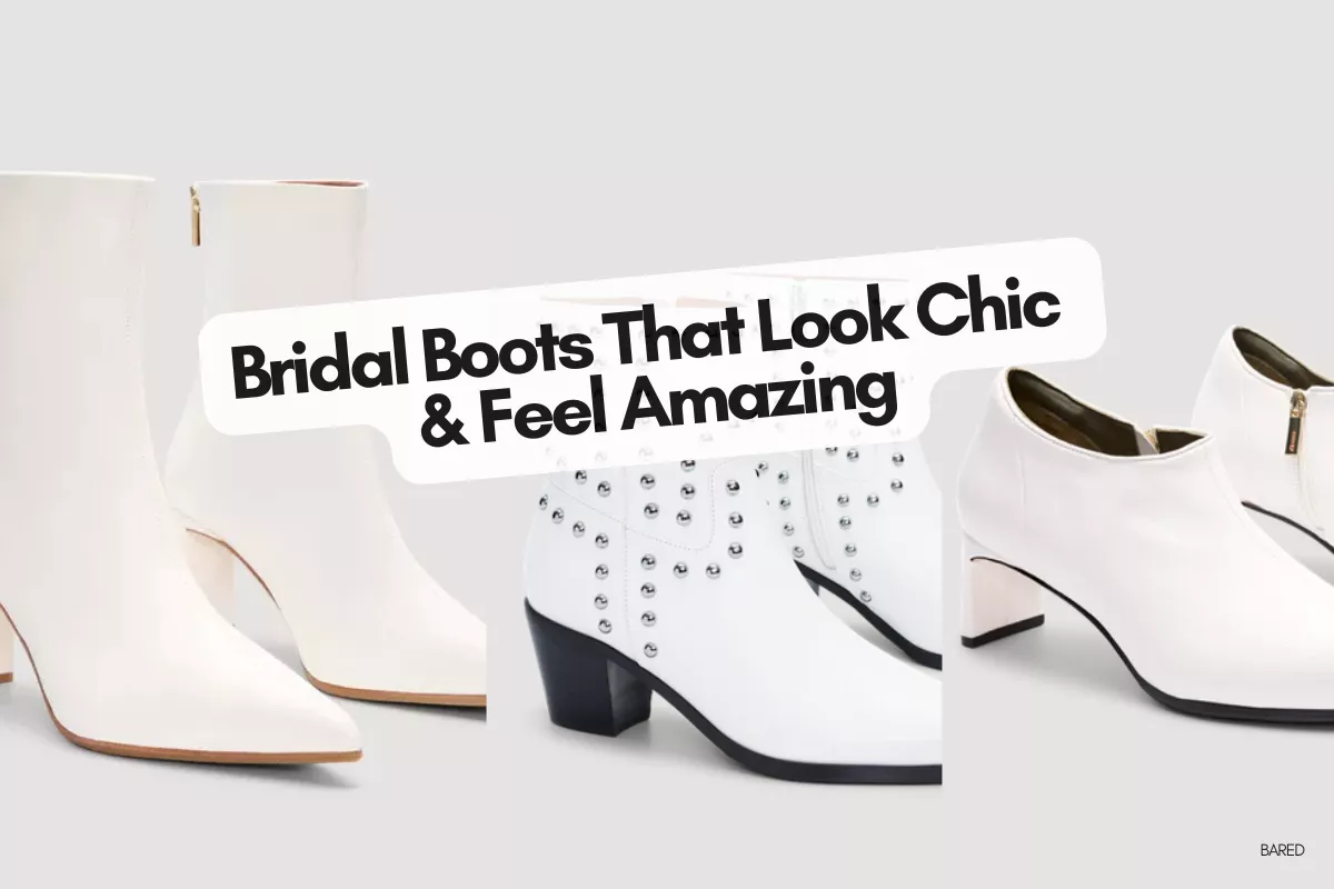 White Bared bridal boots that have arch support, stylish and comfortable for all day wedding wear