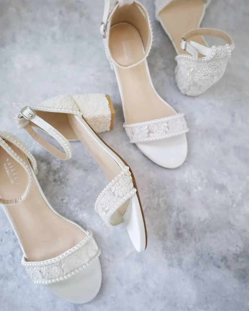 Bridal strappy sandals for beach or outdoor summer wedding