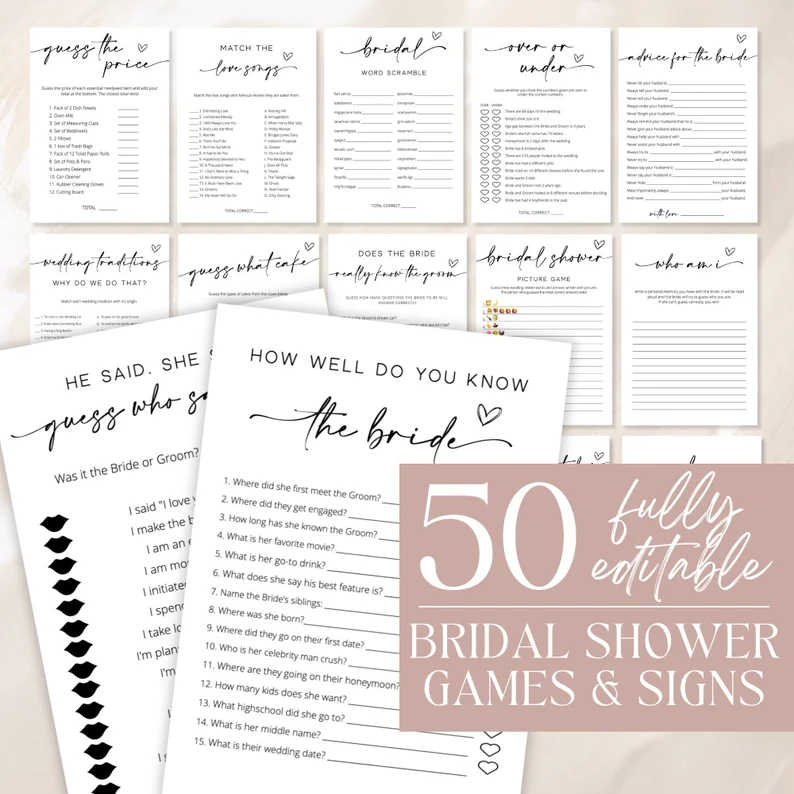 non-boring bridal shower games bundle