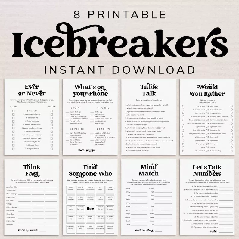 Icebreaker bundle for bridal shower games that aren't cheesy
