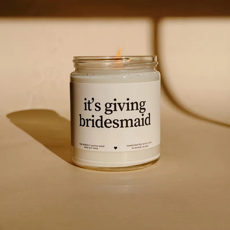 Cute and practical bridesmaid gift candle under 50 dollars