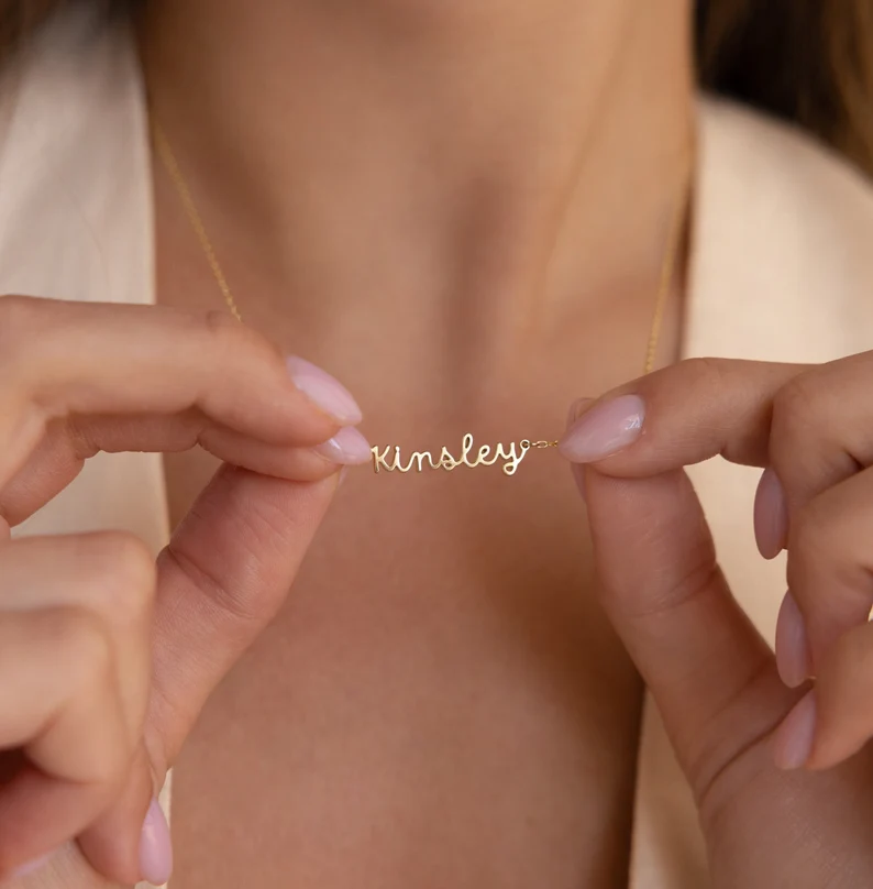 Caitlyn Minimalist personalized name necklace in gold
