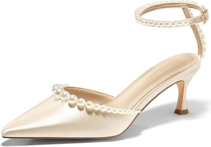 Champagne metallic heels wedding shoes under $50 Amazon