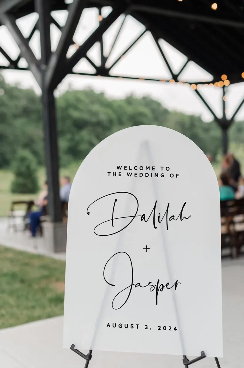 Clear acrylic wedding welcome sign