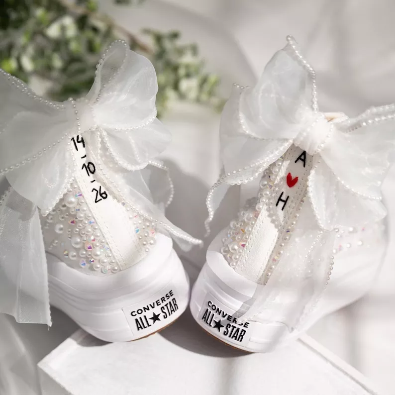 embroidered wedding sneakers for the bride