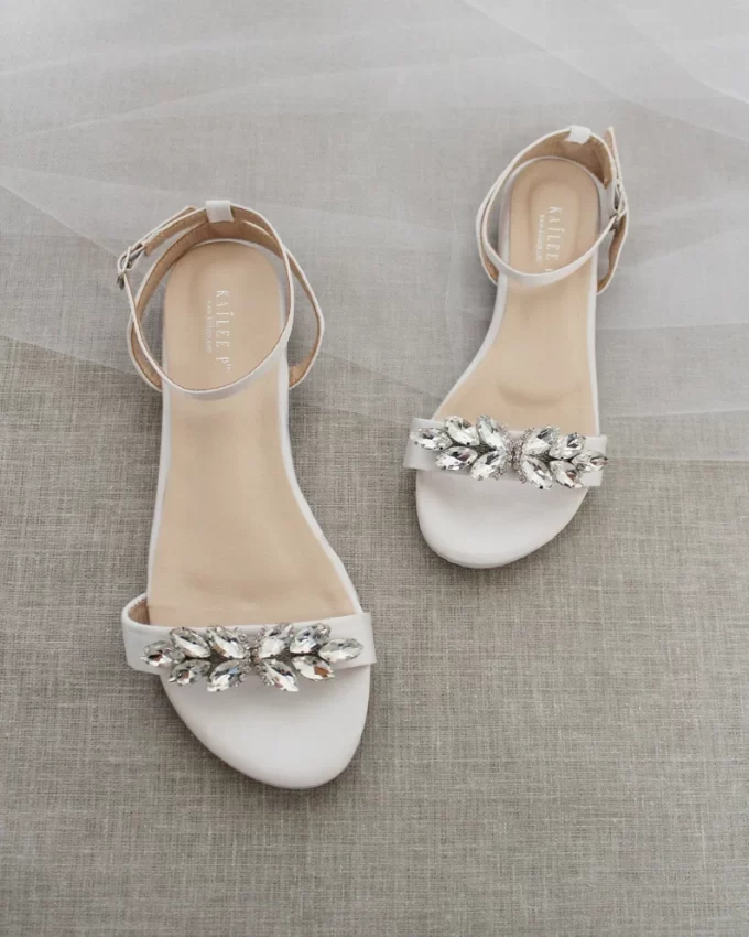 Lightweight flat wedding sandals perfect for beach weddings