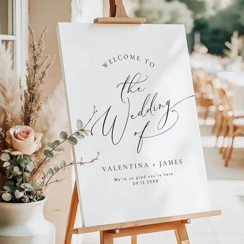 Classic calligraphy wedding welcome sign
