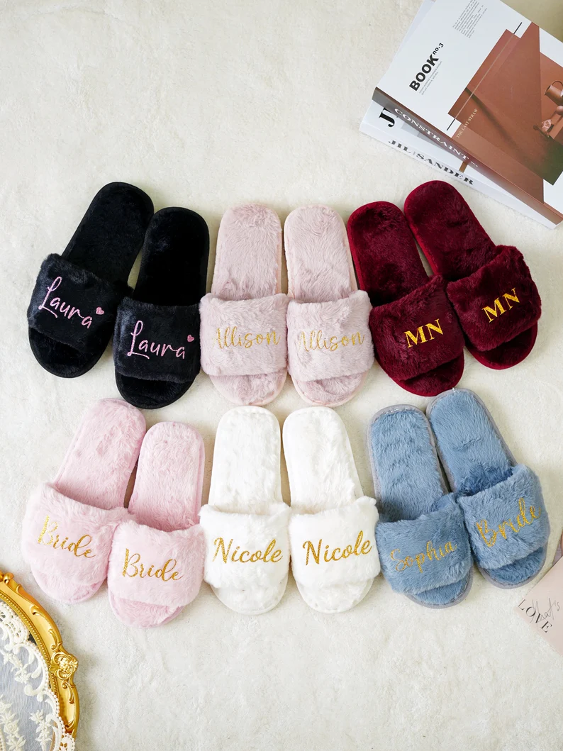 Bulk bridesmaid slippers for getting ready, perfect for bridal party gifts