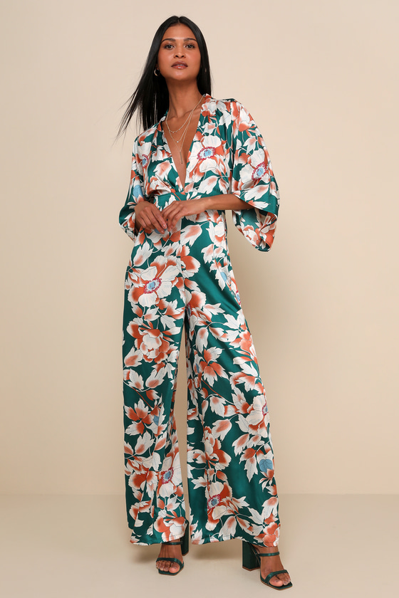 Floral wide leg jumpsuit option for a garden party wedding guest