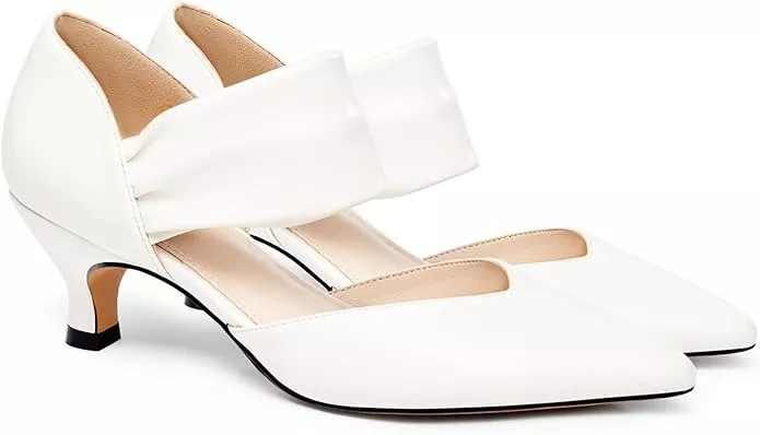Low kitten heel slingback wedding shoes Amazon under $50