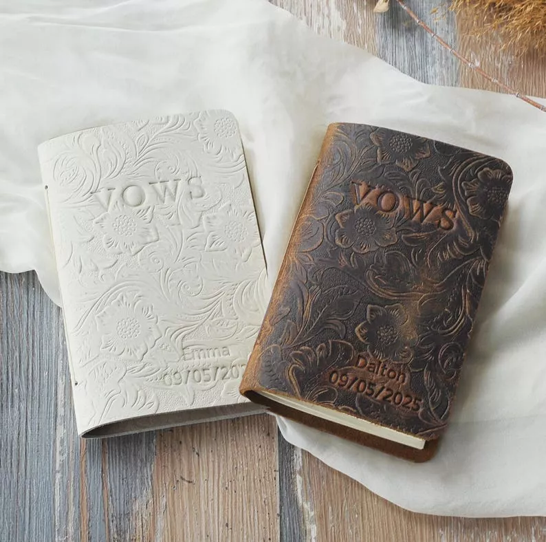 matching identical vow books for couple without his and hers labels