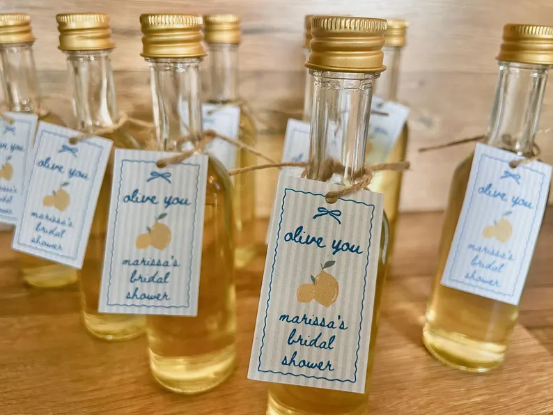 practical bridal shower favor olive oil bottle