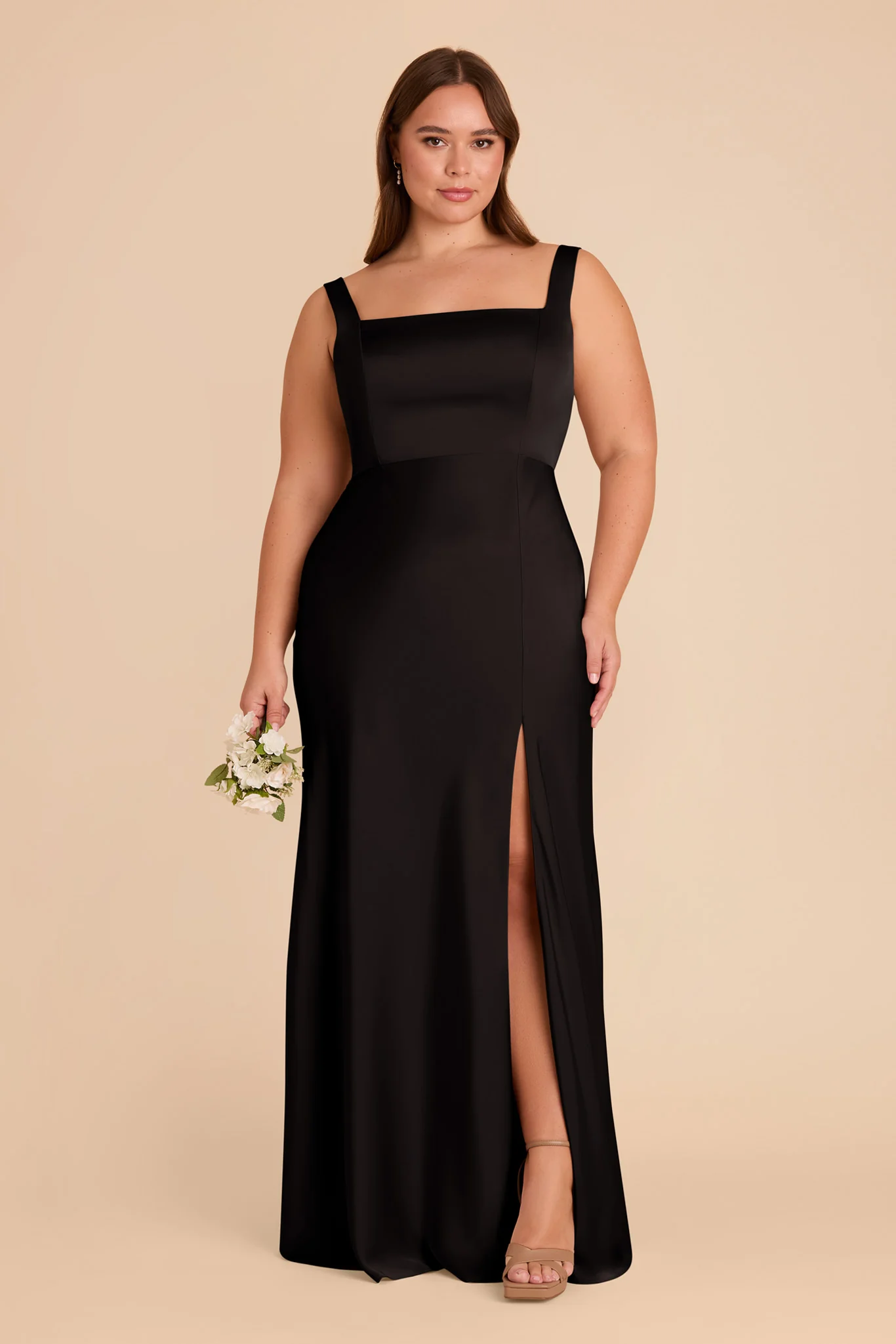 Classic plus size black bridesmaid dresses for formal wedding
