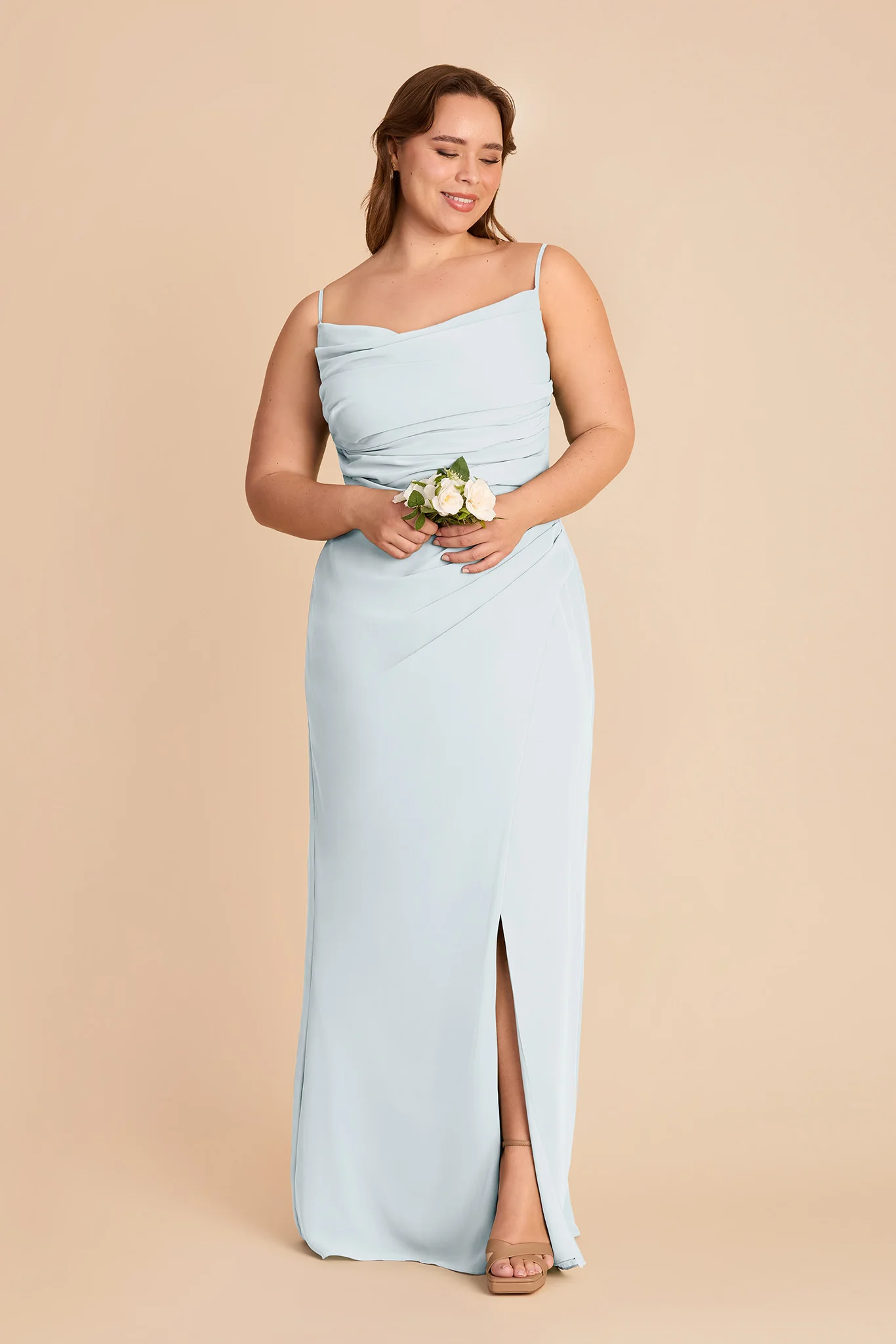 Light blue plus size chiffon bridesmaid dresses for formal wedding