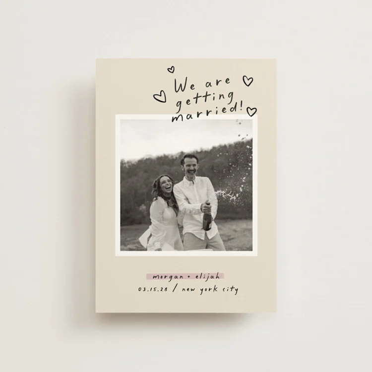 Postcard style save the date printed to save money on postage