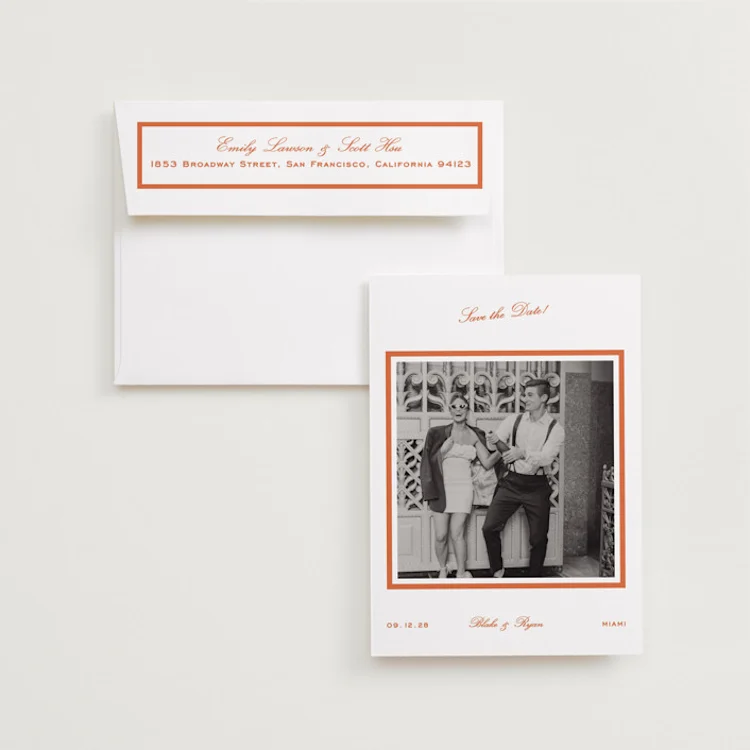 Retro styled printed save the date cards example
