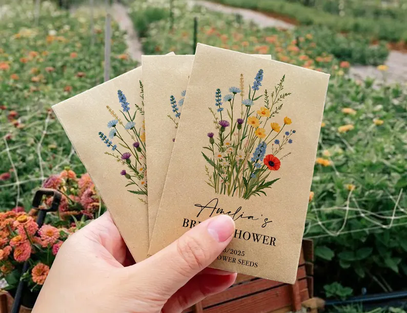 wildflower seed packet bridal shower favor garden theme useful eco friendly gift idea