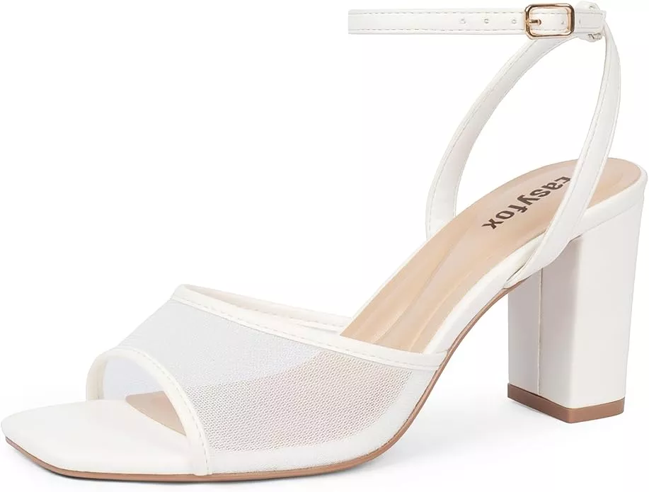 Square toe modern heels wedding shoes under $50 Amazon