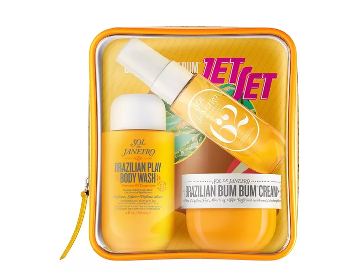 travel beauty kit with shower gel and lotion