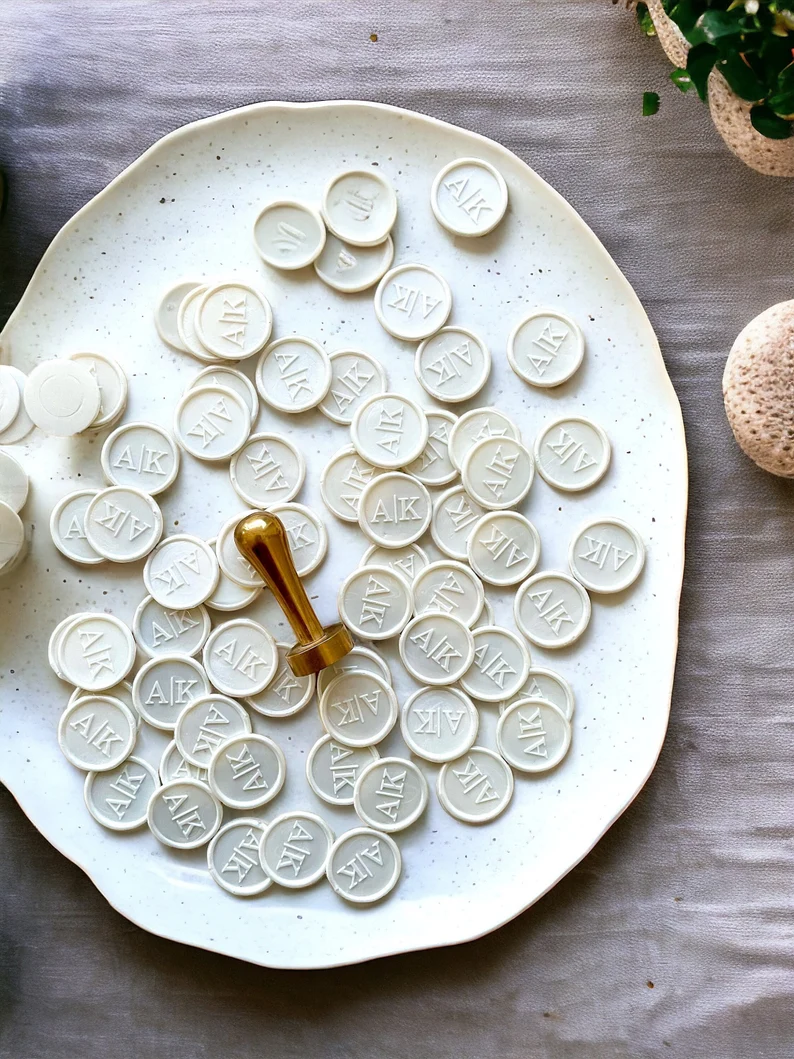 Wax seals customized with your monogram for luxury wedding invitation suite