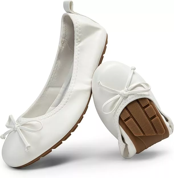Foldable white ballet flats for comfortable Amazon wedding shoes under $50