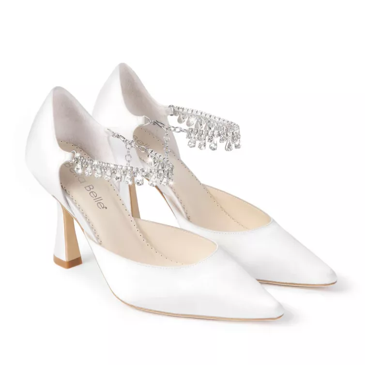 Bella Belle silk and rhinestone bridal heels for wedding day