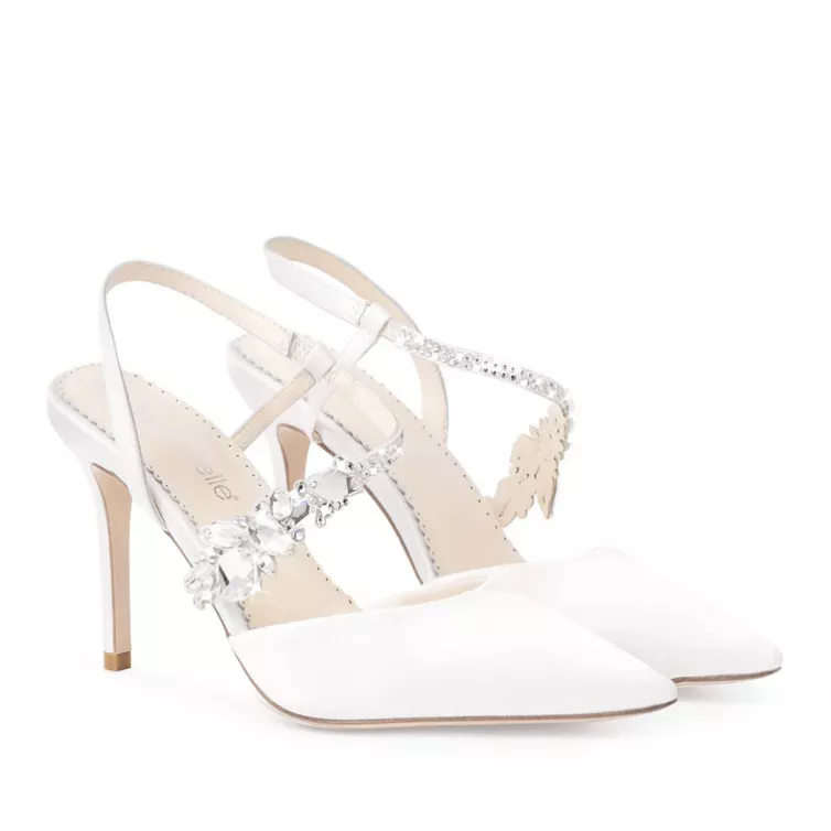 Bella Belle pointed toe slingback crystal bridal  heels for the bride on her wedding day