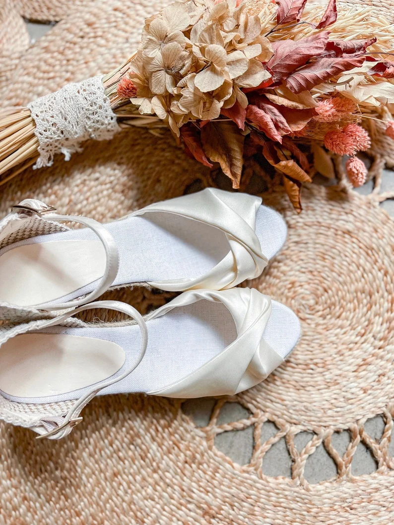 satin espadrilles for beach bridal shoes