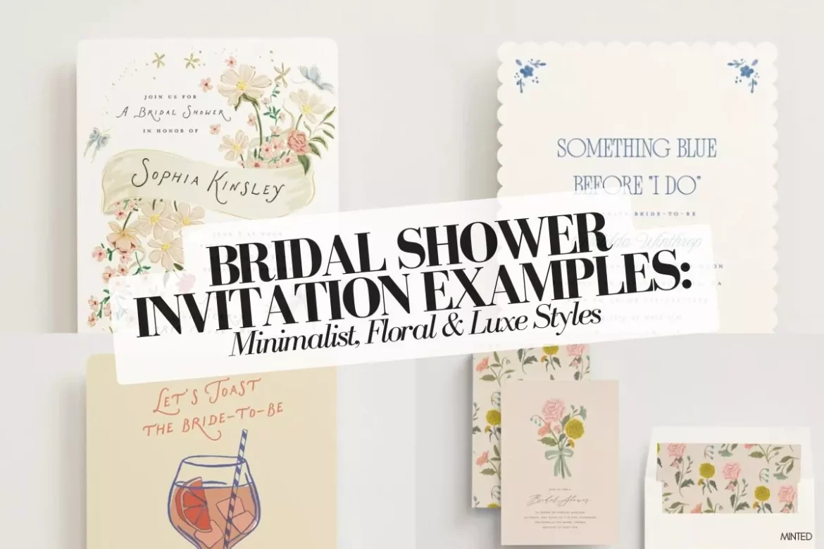 modern bridal shower invitations examples with floral and minimalist designs