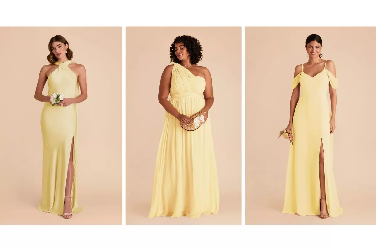 bright yellow bridesmaid dresses for summer wedding