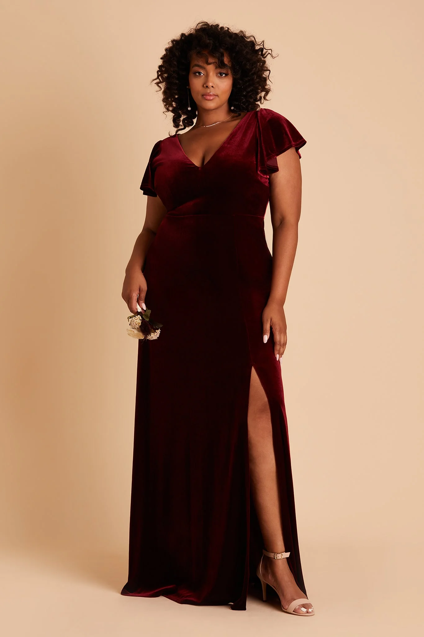 burgundy velvet plus size mother of the bride dress for winter