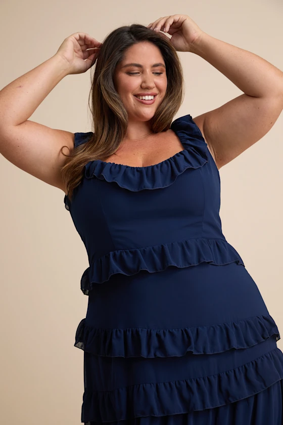 flattering plus size mother of bride dress in chiffon with ruffles