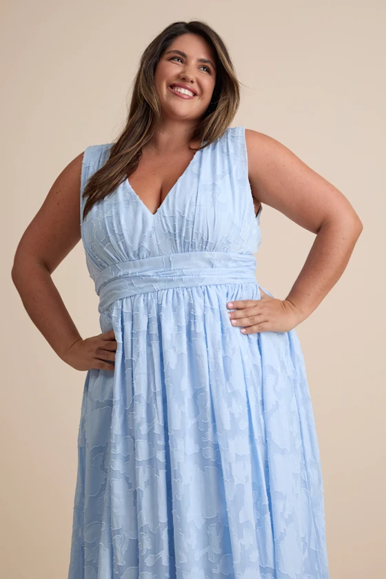 floral pattern v-neck chiffon baby blue bridesmaid dress