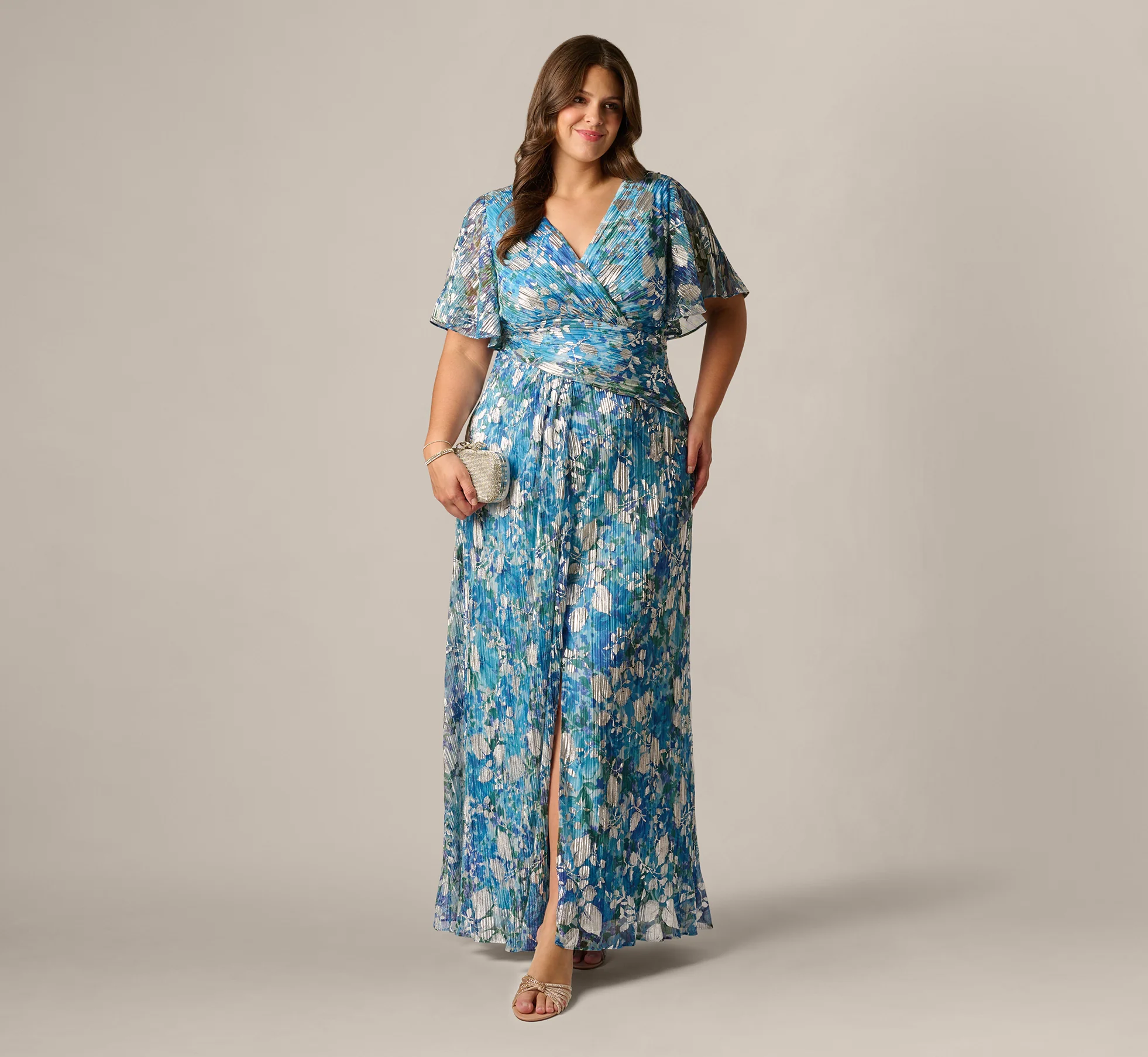 blue plus size mother of the bride dress for summer wedding that doesn't cling to midsection