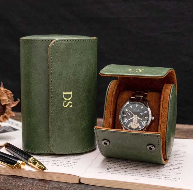 personalized leather watch roll groomsmen gift idea
